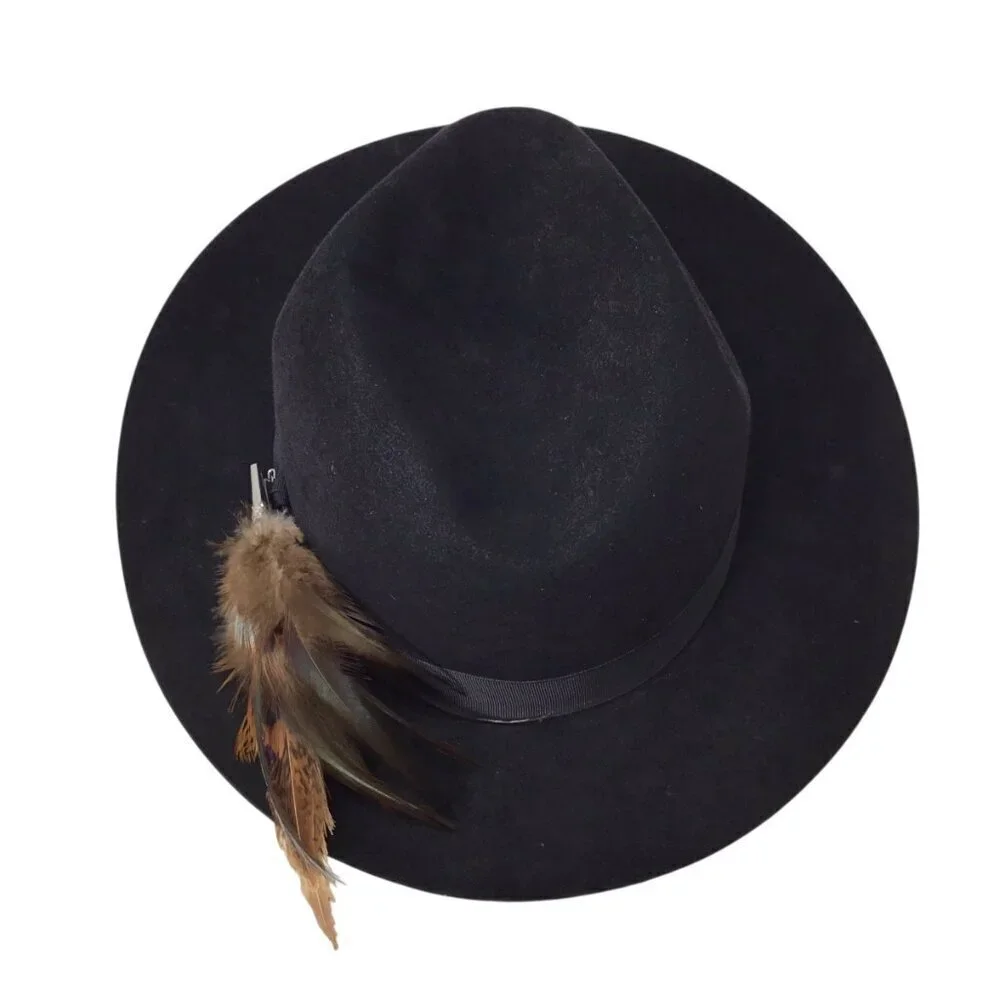 Worth & Worth Christy's London Fine Fur Felt NWOT Fedora Black 7 3/8 England